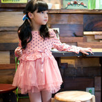 童装儿童女童春装2013 韩版长袖连衣裙新款 波点娃娃领 公主裙