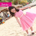 笛莎2013年夏季新款女童装儿童公主中小童无袖连衣裙公主裙舞蹈裙