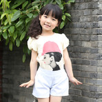 2013年夏季新款韩版女童装儿童打底衫中大童卡通短袖纯棉T恤