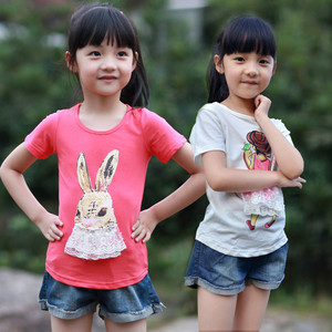 童装女童夏装2013新款儿童t恤 韩版中大女童短袖T恤纯棉上衣 女
